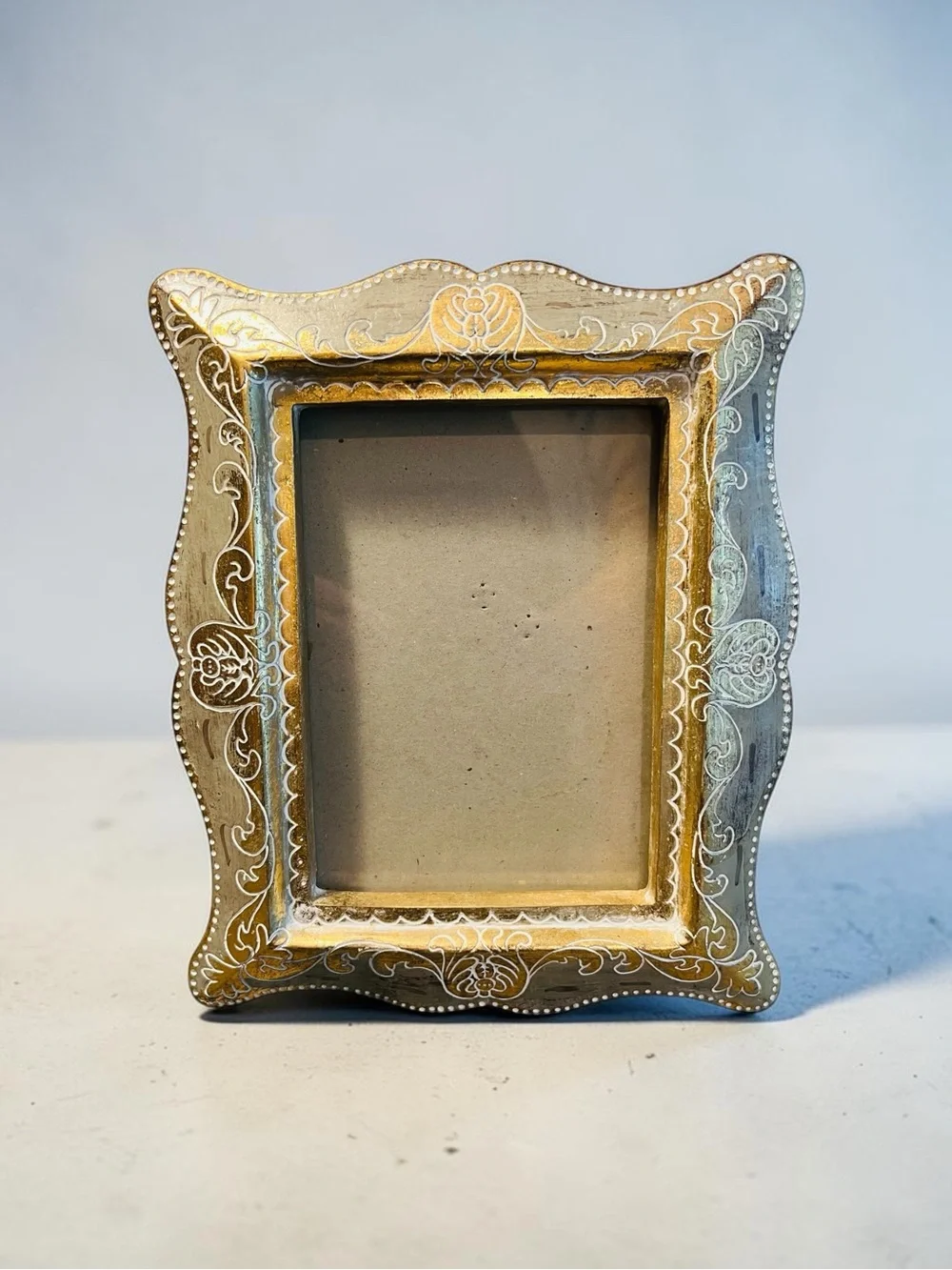 Wooden Y2K Distressed Neutral Photo Frame - Holds 5x7” Photo